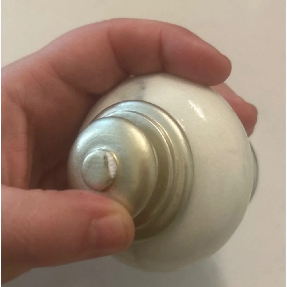 Replacement White Marble Curtain Rod Finial, Brushed Nickel, Single 1pc (As-Is)